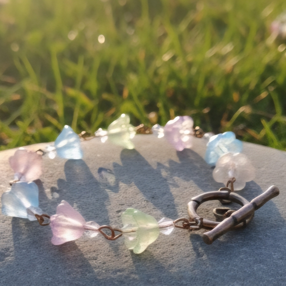 Pastel Floral Charm Glass Bracelet